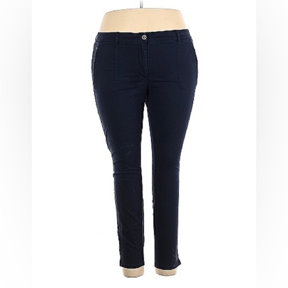 Ann Taylor LOFT Navy Ankle Trousers with Pocket & Ankle Zippers, US 18